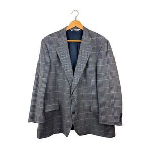 Christian Brooks For Summers Mens L 44R Plaid Blazer Jacket Tailored 2 Button BA
